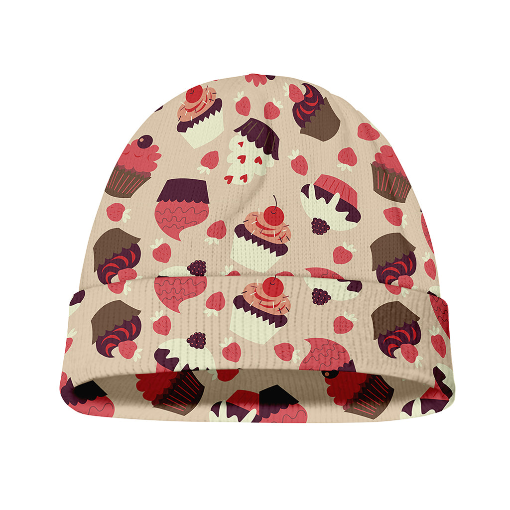 Vintage Cupcake Pattern Print Beanie