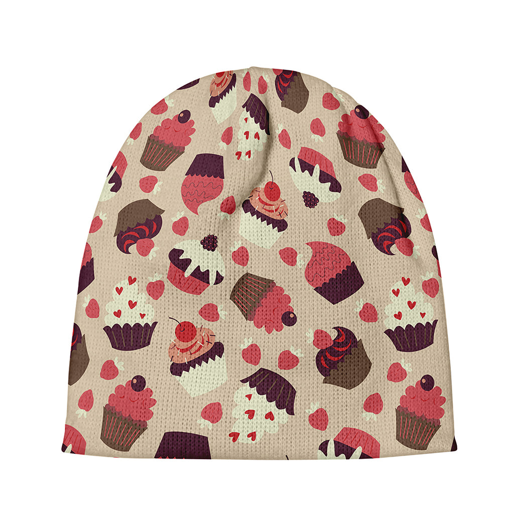 Vintage Cupcake Pattern Print Beanie