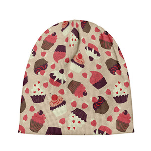 Vintage Cupcake Pattern Print Beanie