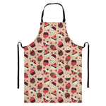 Vintage Cupcake Pattern Print Bib Apron With Pocket