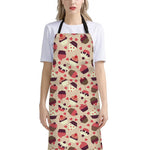 Vintage Cupcake Pattern Print Bib Apron With Pocket