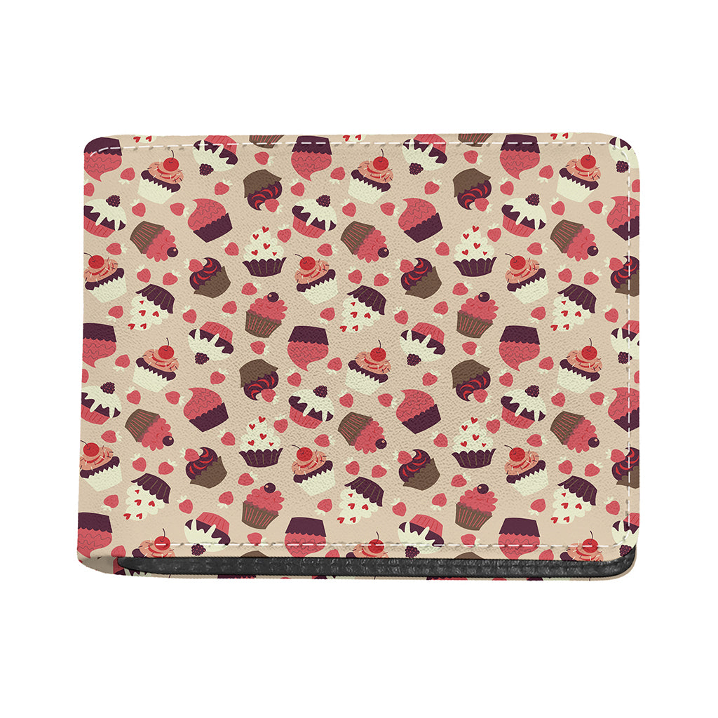 Vintage Cupcake Pattern Print Bifold Wallet