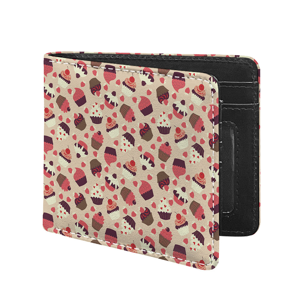 Vintage Cupcake Pattern Print Bifold Wallet