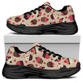 Vintage Cupcake Pattern Print Black Chunky Shoes