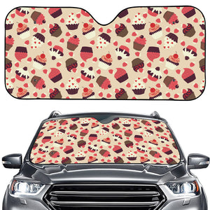 Vintage Cupcake Pattern Print Car Windshield Sun Shade