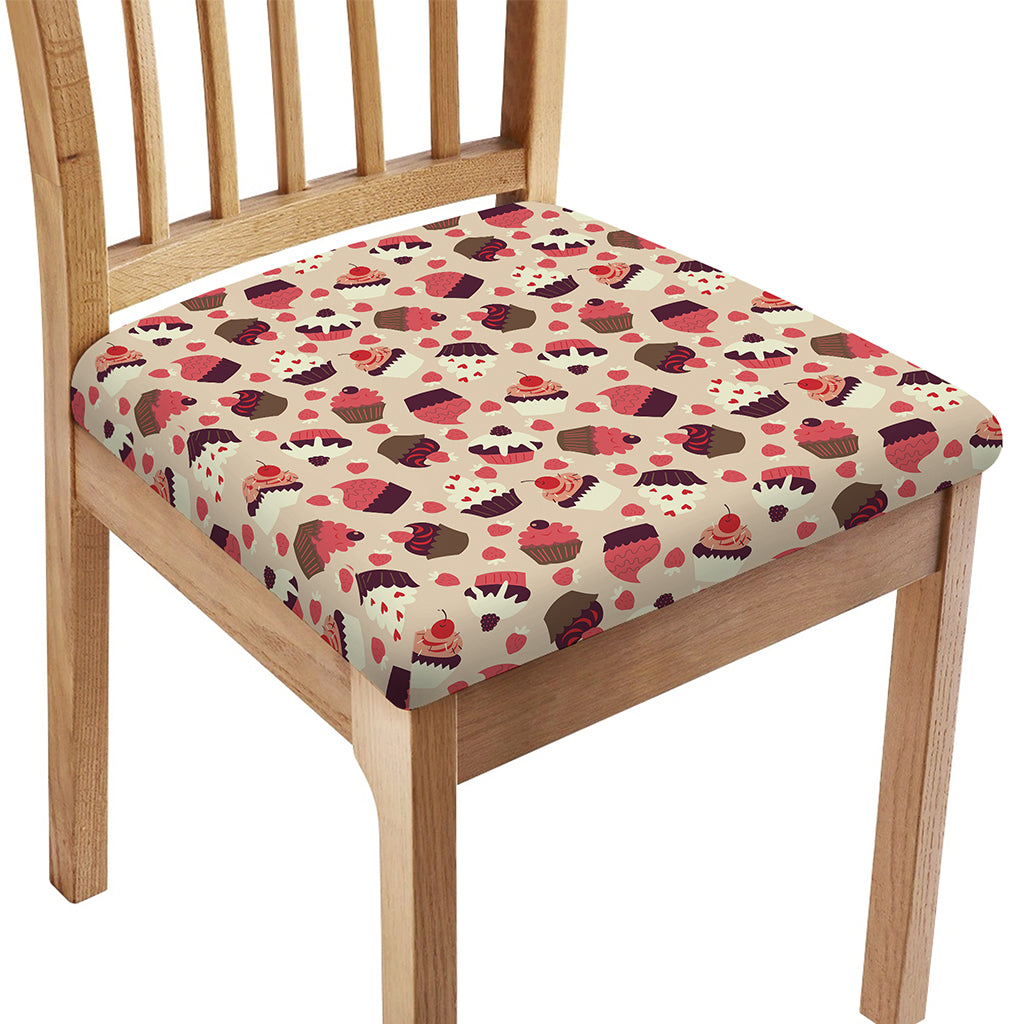 Vintage Cupcake Pattern Print Chair Cushion Cover
