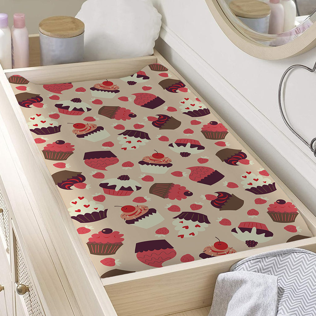 Vintage Cupcake Pattern Print Changing Pad Cover