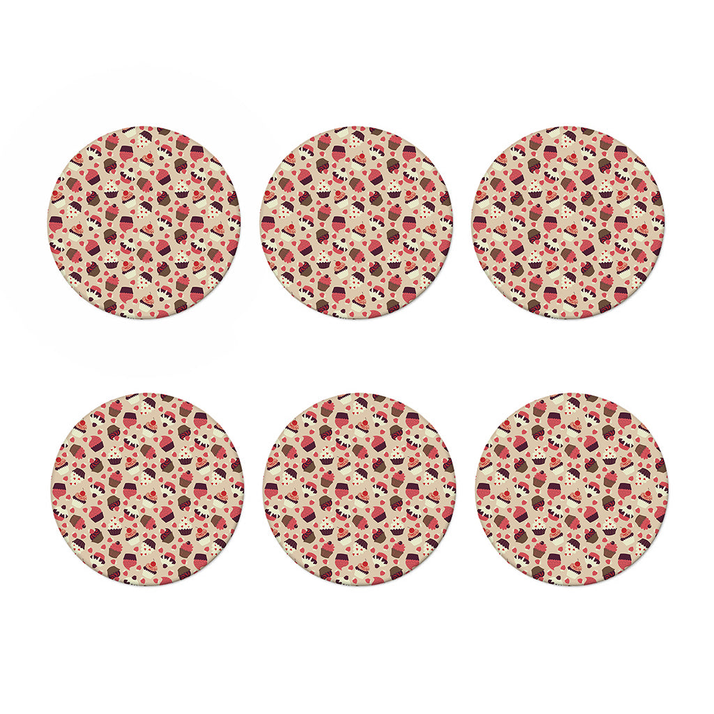Vintage Cupcake Pattern Print Coaster Set