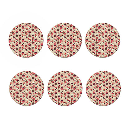 Vintage Cupcake Pattern Print Coaster Set