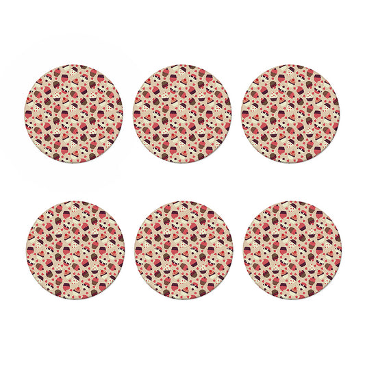 Vintage Cupcake Pattern Print Coaster Set