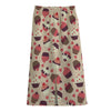 Vintage Cupcake Pattern Print Cotton Front Slit Maxi Skirt