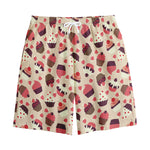 Vintage Cupcake Pattern Print Cotton Shorts
