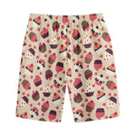 Vintage Cupcake Pattern Print Cotton Shorts