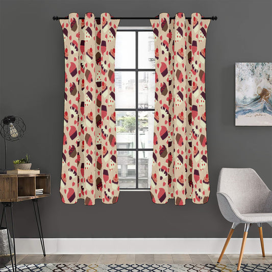 Vintage Cupcake Pattern Print Curtain