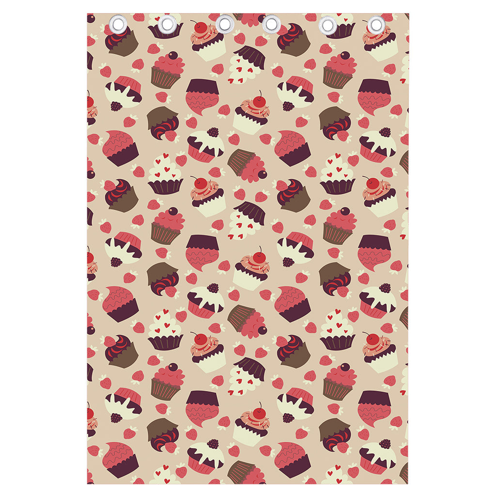 Vintage Cupcake Pattern Print Curtain