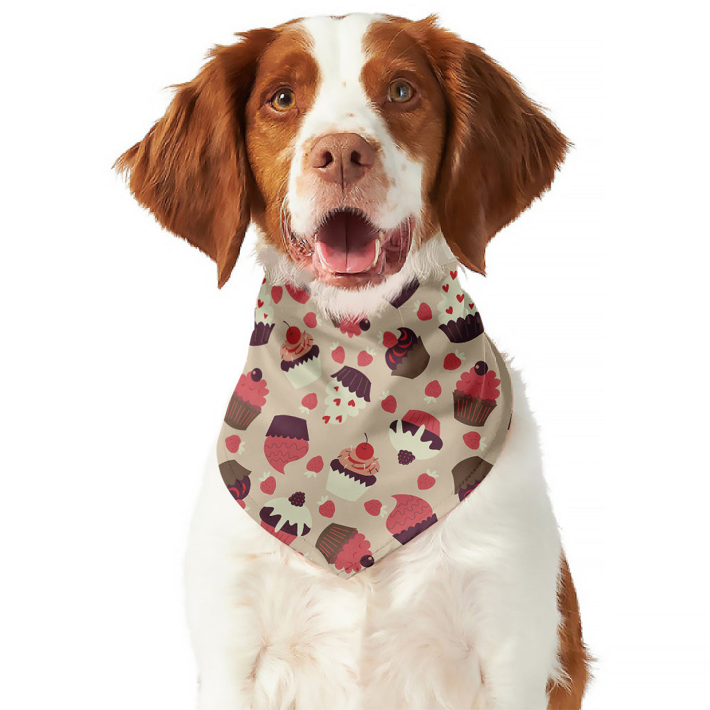 Vintage Cupcake Pattern Print Dog Bandana