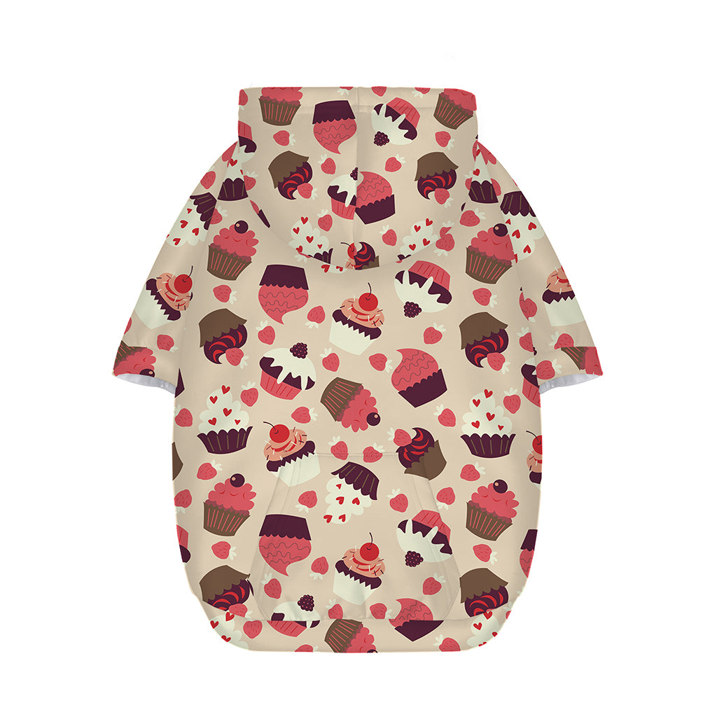 Vintage Cupcake Pattern Print Dog Zip Up Hoodie