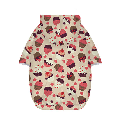 Vintage Cupcake Pattern Print Dog Zip Up Hoodie