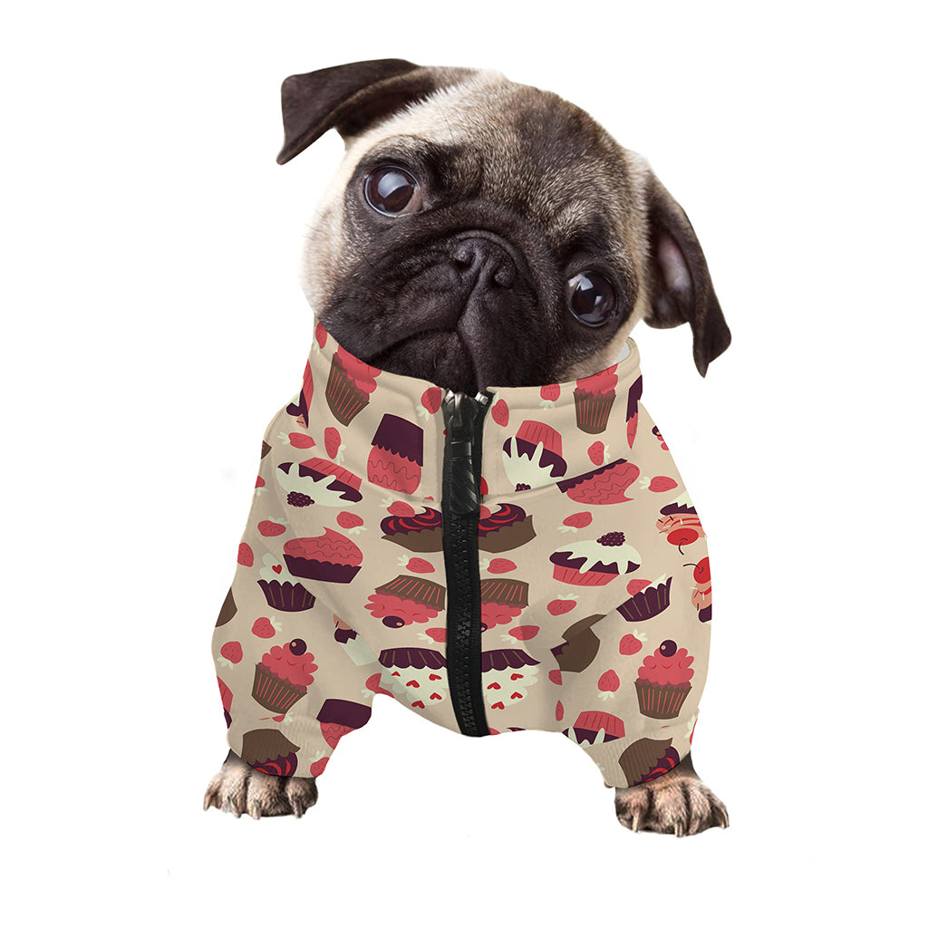 Vintage Cupcake Pattern Print Dog Zip Up Jacket