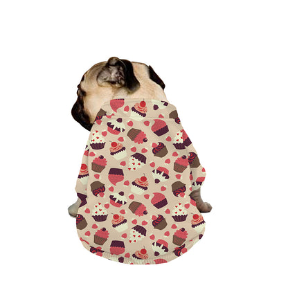 Vintage Cupcake Pattern Print Dog Zip Up Jacket