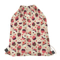 Vintage Cupcake Pattern Print Drawstring Bag