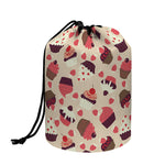 Vintage Cupcake Pattern Print Drawstring Makeup Bag