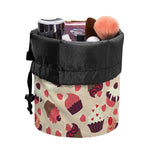 Vintage Cupcake Pattern Print Drawstring Makeup Bag