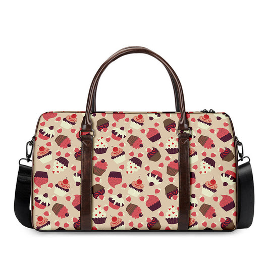 Vintage Cupcake Pattern Print Duffle Bag