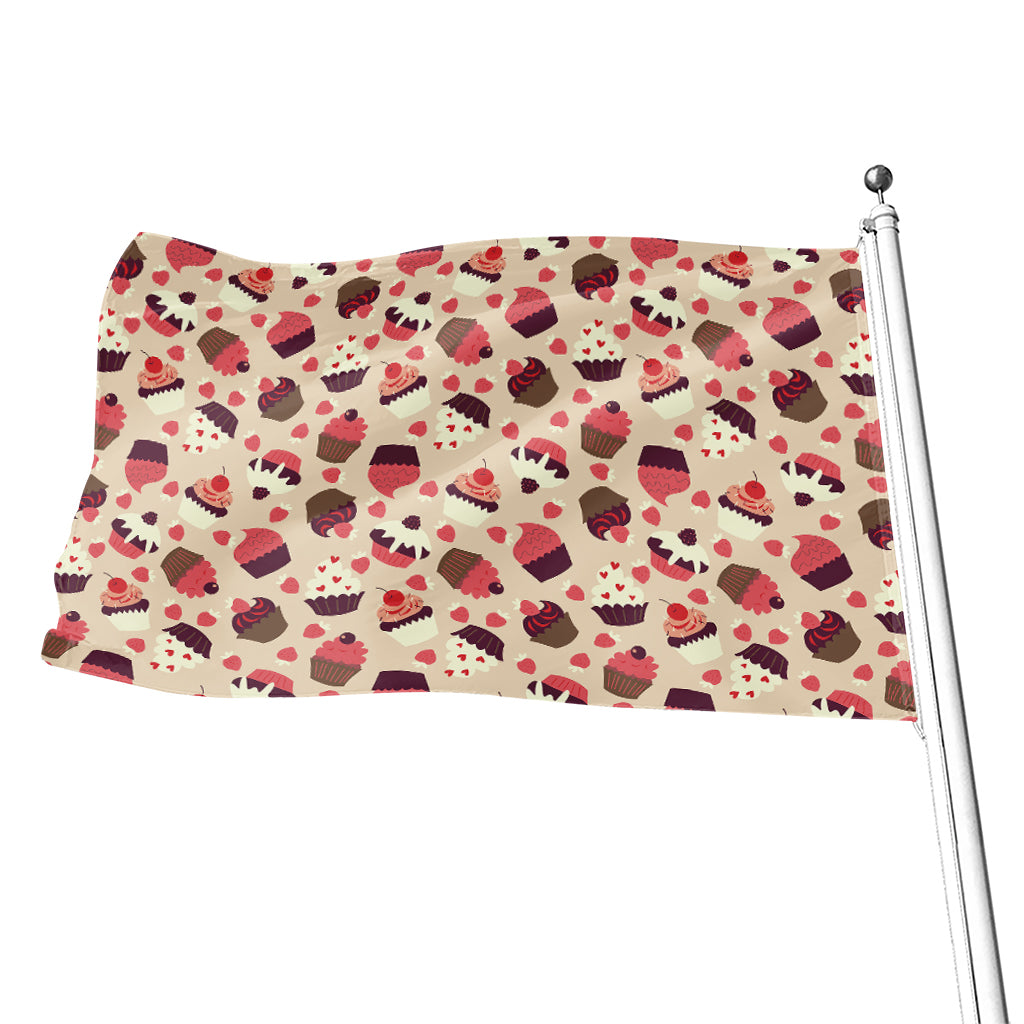 Vintage Cupcake Pattern Print Flag