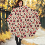 Vintage Cupcake Pattern Print Foldable Umbrella