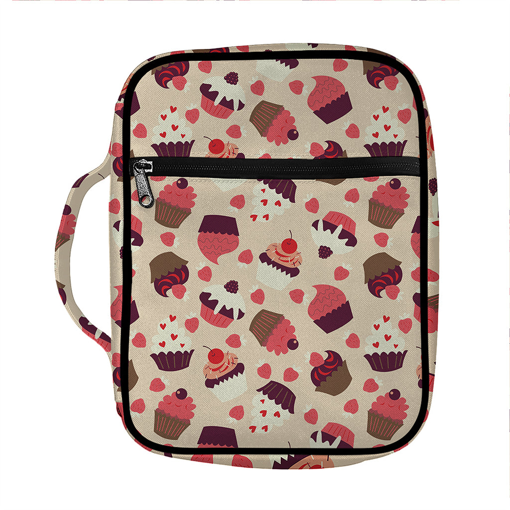 Vintage Cupcake Pattern Print Front Pocket Bible Bag