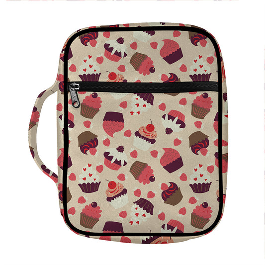 Vintage Cupcake Pattern Print Front Pocket Bible Bag