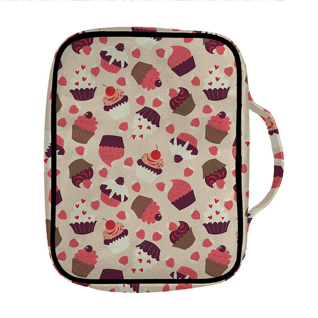 Vintage Cupcake Pattern Print Front Pocket Bible Bag