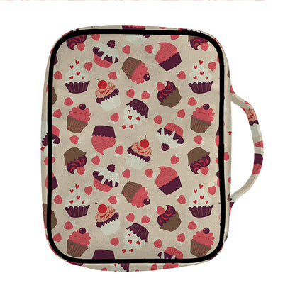 Vintage Cupcake Pattern Print Front Pocket Bible Bag