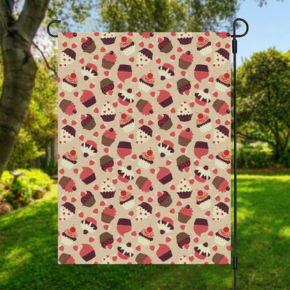 Vintage Cupcake Pattern Print Garden Flag
