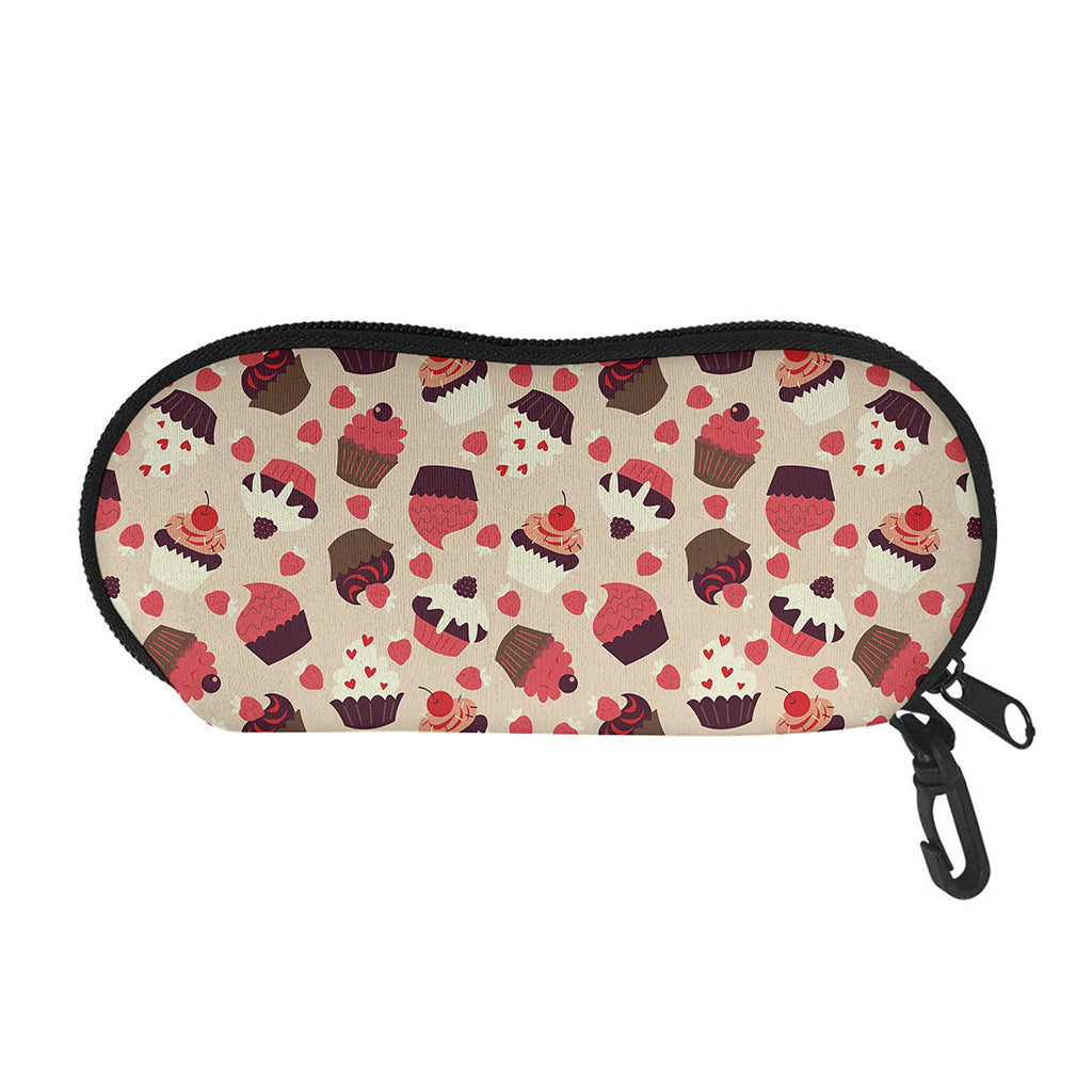 Vintage Cupcake Pattern Print Glasses Case