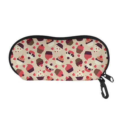 Vintage Cupcake Pattern Print Glasses Case