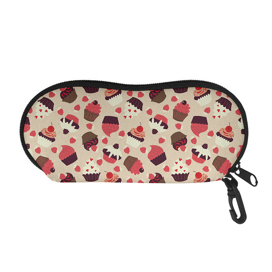 Vintage Cupcake Pattern Print Glasses Case