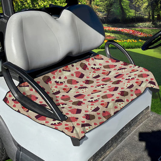 Vintage Cupcake Pattern Print Golf Cart Seat Cover