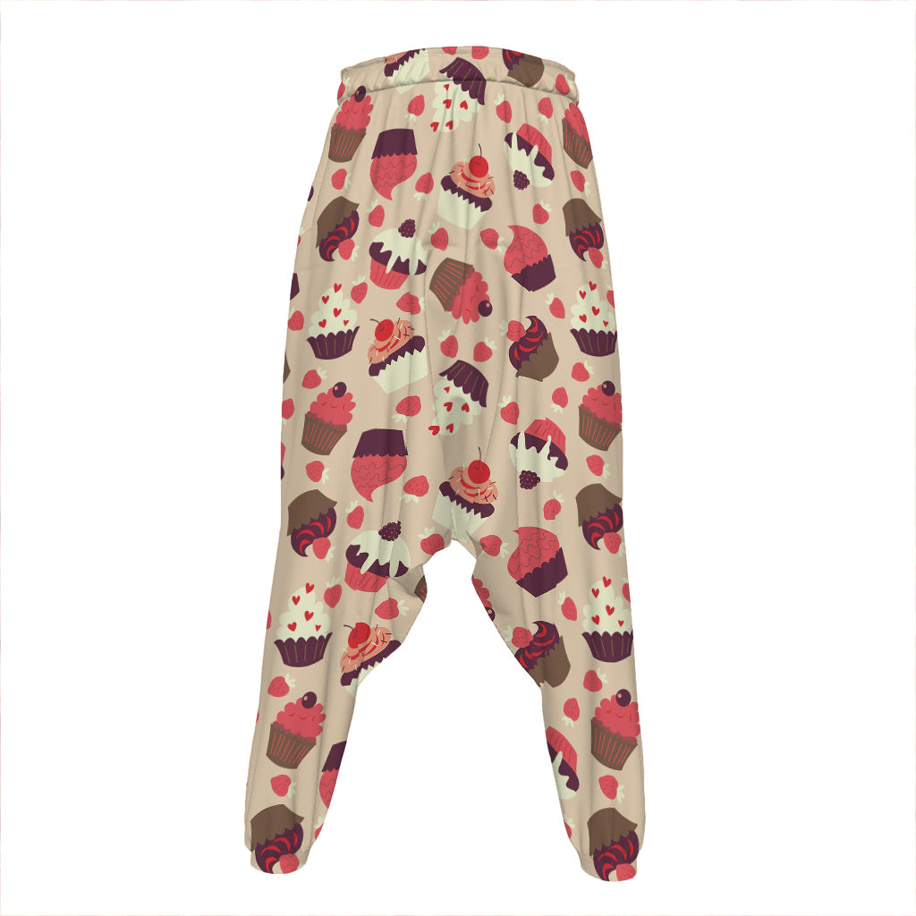 Vintage Cupcake Pattern Print Hammer Pants