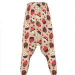 Vintage Cupcake Pattern Print Hammer Pants