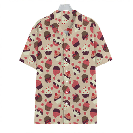 Vintage Cupcake Pattern Print Hawaiian Shirt
