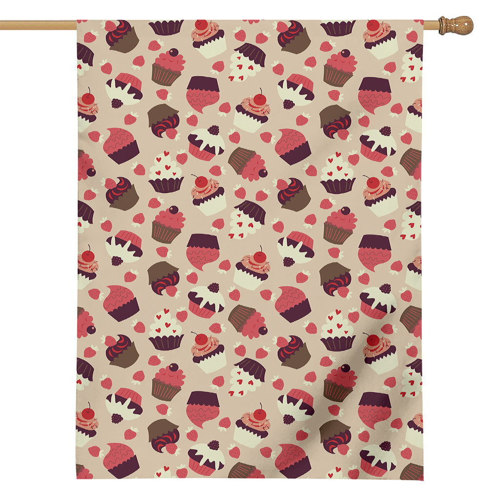 Vintage Cupcake Pattern Print House Flag