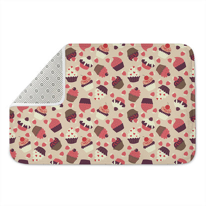 Vintage Cupcake Pattern Print Indoor Door Mat
