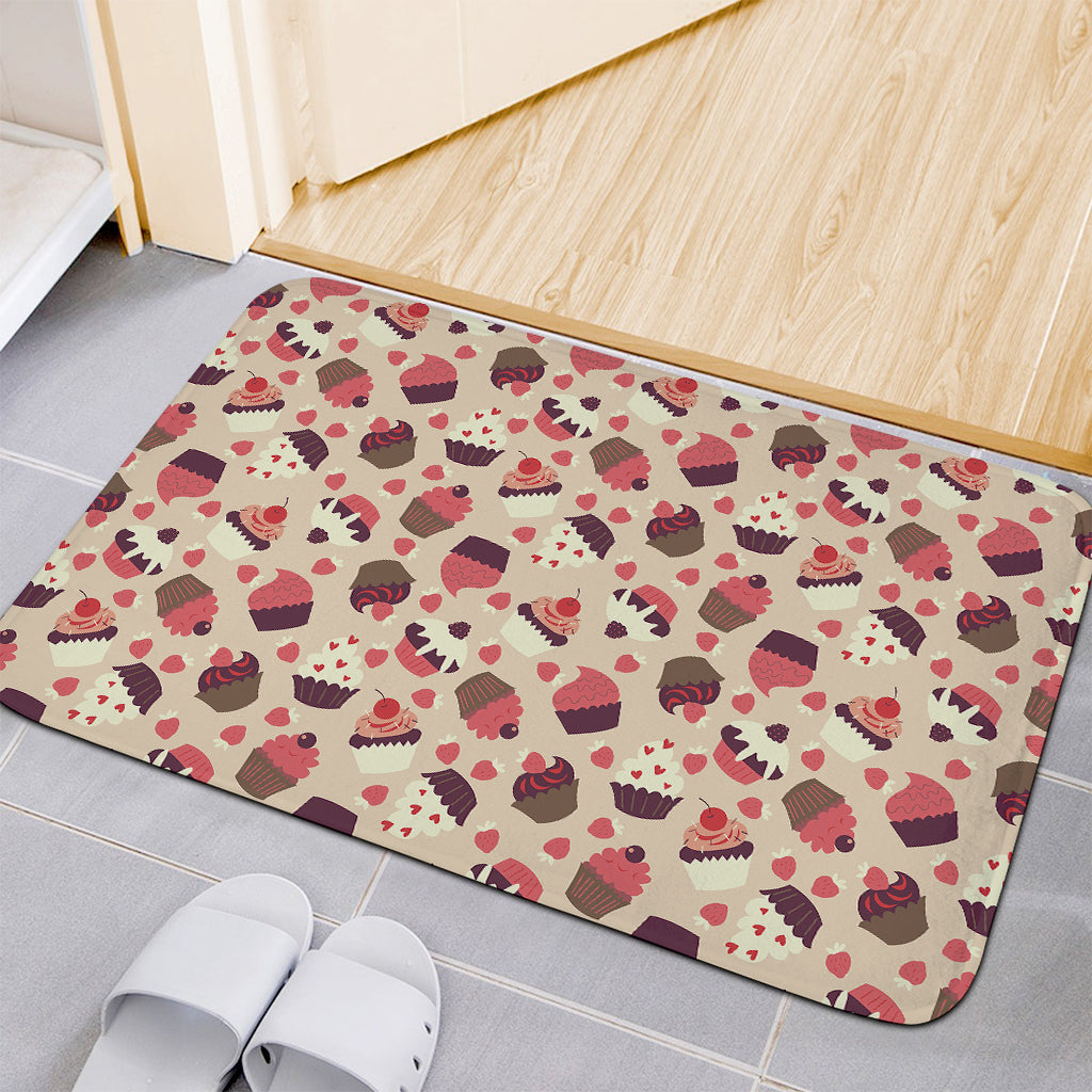 Vintage Cupcake Pattern Print Indoor Door Mat