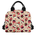 Vintage Cupcake Pattern Print Insulated Lunch Bag