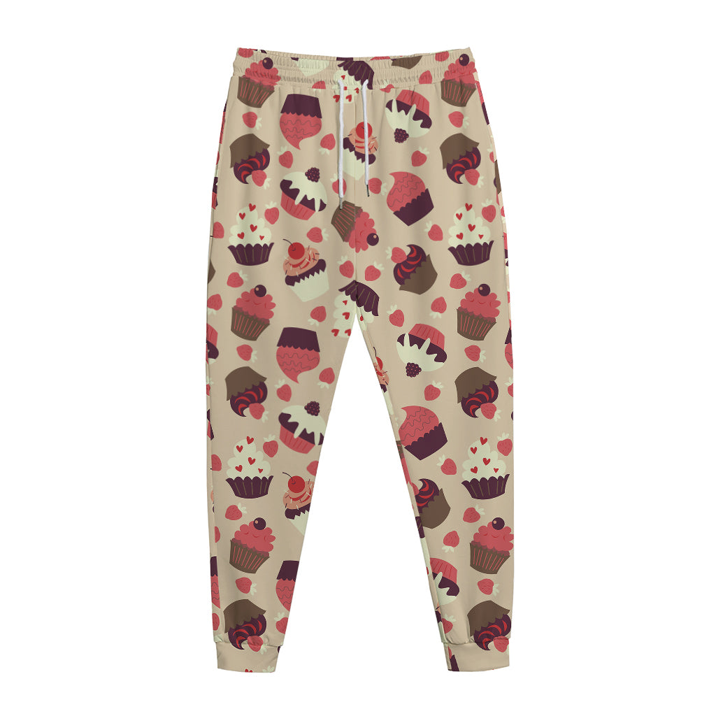 Vintage Cupcake Pattern Print Jogger Pants