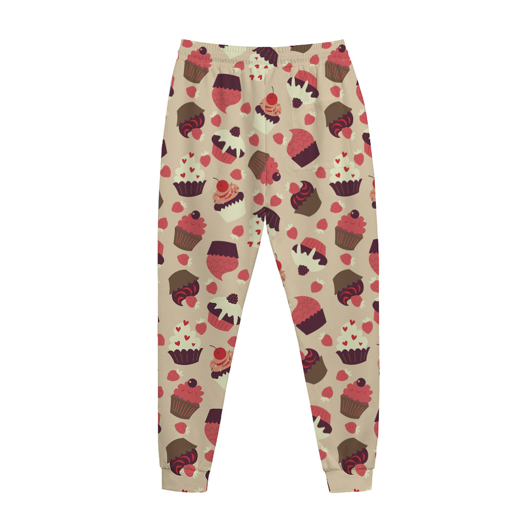 Vintage Cupcake Pattern Print Jogger Pants