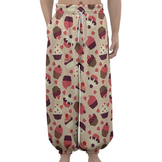 Vintage Cupcake Pattern Print Lantern Pants