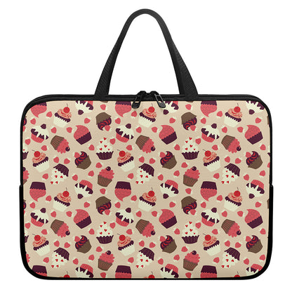 Vintage Cupcake Pattern Print Laptop Sleeve With Handle